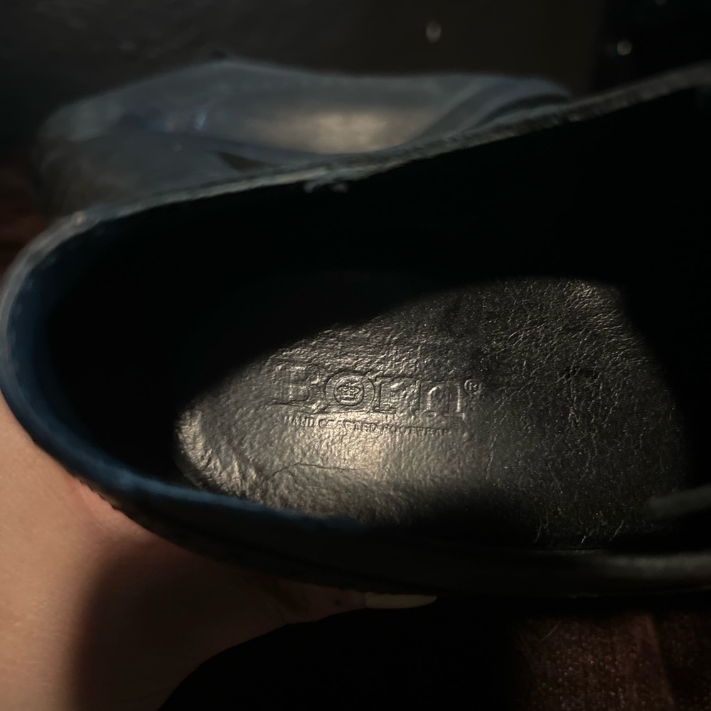 Black Leather Heeled Oxford Shoes - Picture 6 of 7